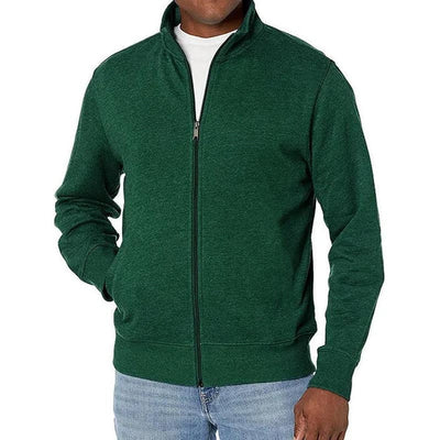 DOM | Veste sweat unie zippée à col montant pour hommes