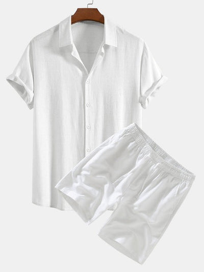 Leinen Hemd- und Shorts-Set