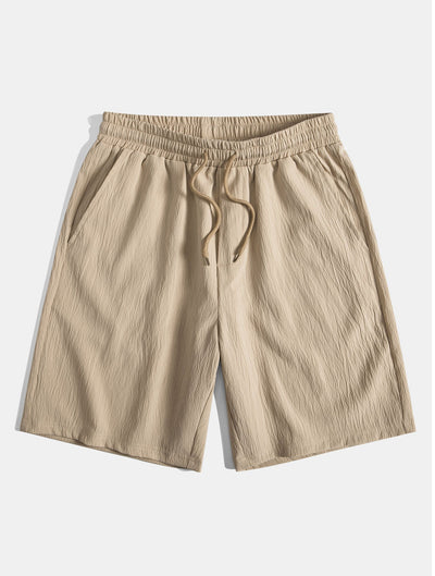 Ensemble Estival : Chemise Jacquard à Rayures Géométriques & Short Froissé à Cordon