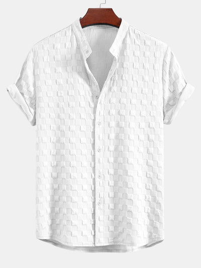 Ensemble Jacquard Échiquier : Chemise Col Montant & Short