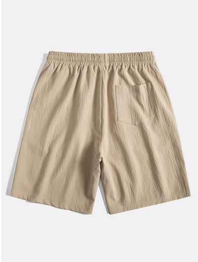 Ensemble Estival : Chemise Jacquard à Rayures Géométriques & Short Froissé à Cordon