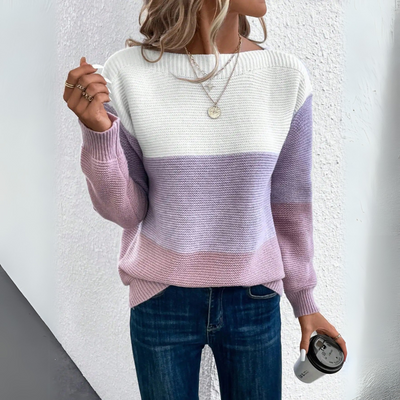 Clara | Pull patchwork élégant tricolore