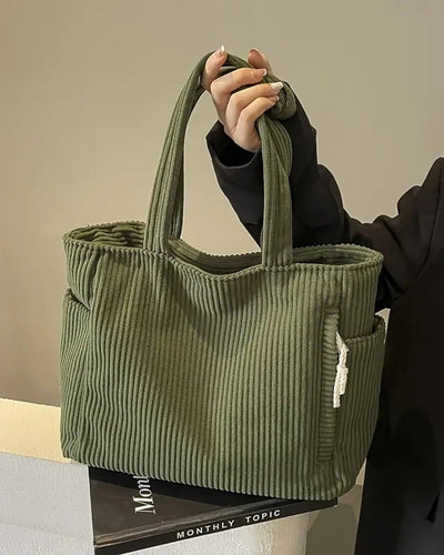 Sac fourre-tout côtelé avec cordon de serrage