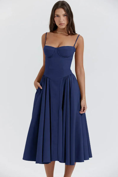 Éléanor - Robe D'Été Midi Chic Corsaire Pour Les Occasions Spéciales