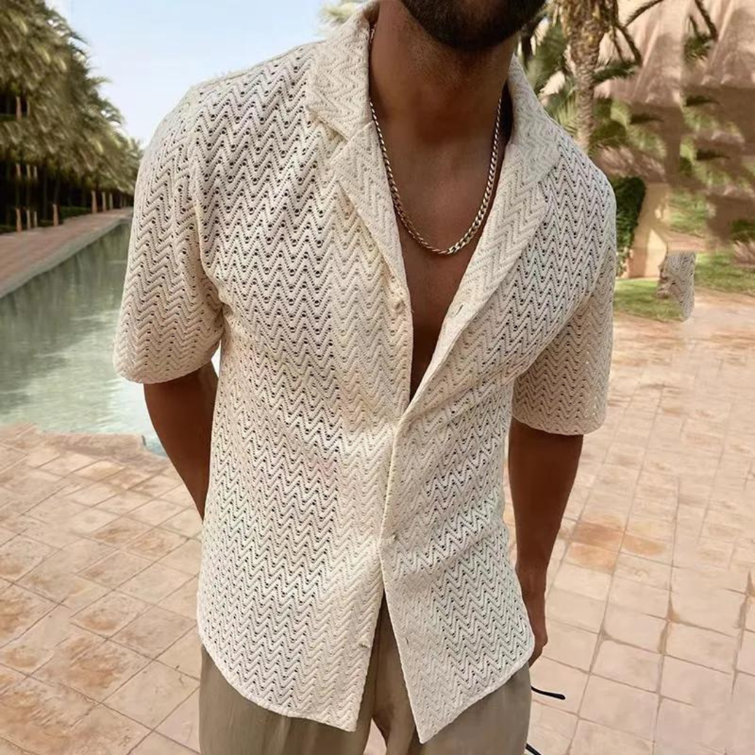 Polo homme – Coupe décontractée – Maille douce – Motif texturé – Manches courtes