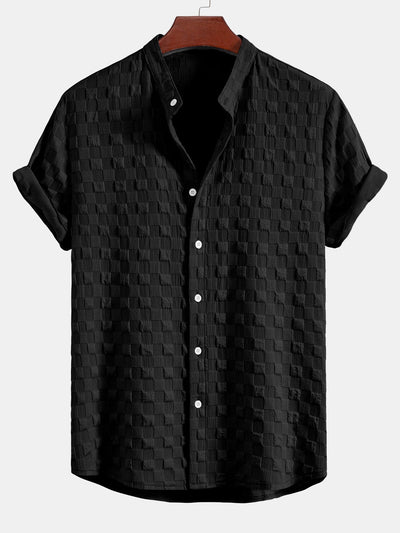 Ensemble Jacquard Échiquier : Chemise Col Montant & Short