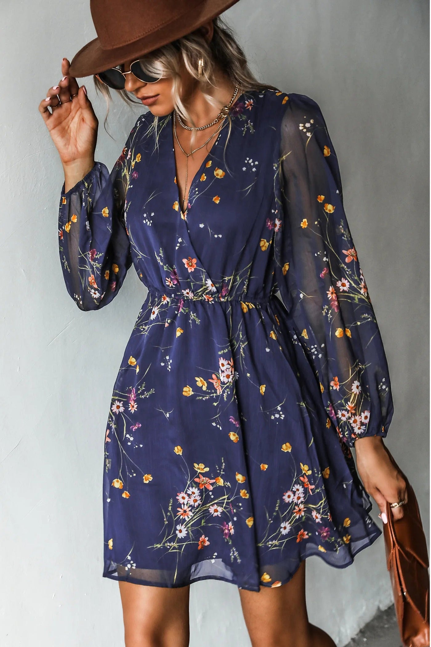 Robe courte en mousseline à imprimé floral