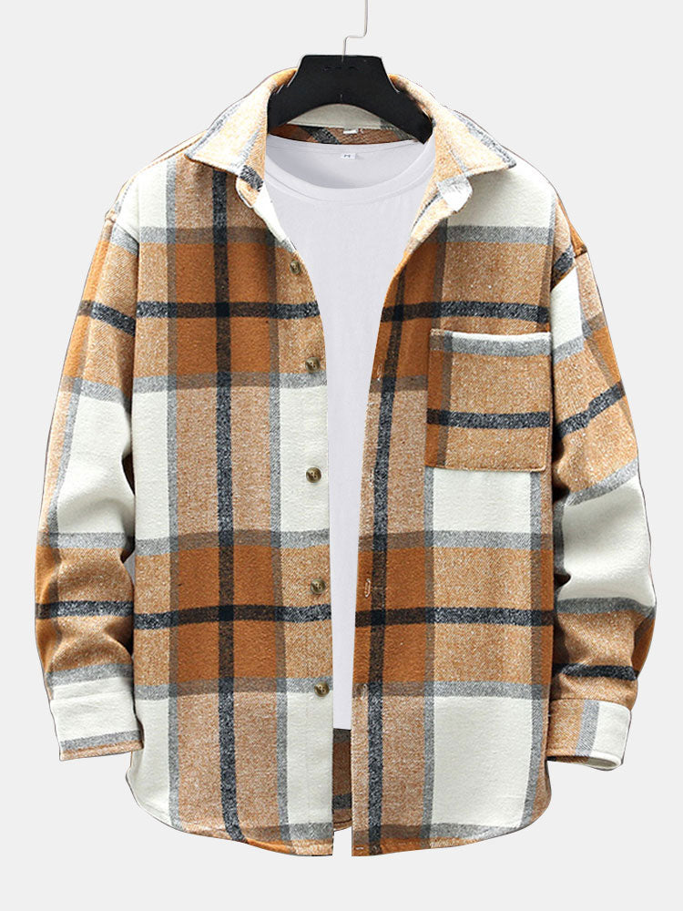 Surchemise à carreaux en flanelle avec poche