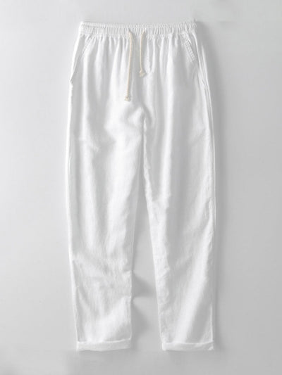 Chemise boutonnée en mélange de lin et rayonne et pantalon droit en lin