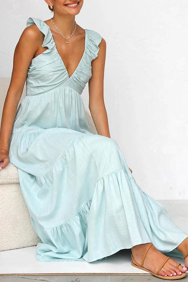 Janna - Robe longue élégante à col en V