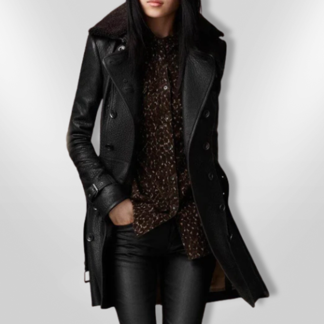 LENA | Manteau 3/4 Élégant En Cuir