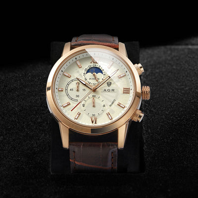 Montre Quartz de Luxe avec Bracelet en Cuir