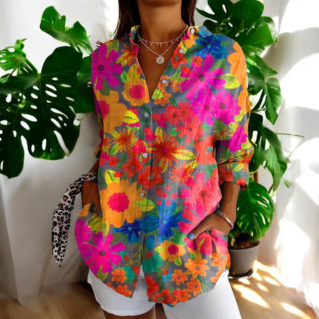 Riviera Paris™ | Carla | Blouse vintage à imprimé fleuri
