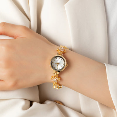 Elara™ | Montre Élégante à Finition Dorée et Design Ludique