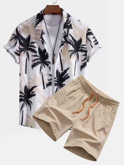 Ensemble Tropical : Chemise à Palmiers & Short de Bain