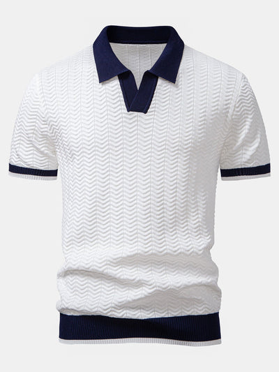 Ensemble Polo Texturé Contrasté & Short Chino en Coton