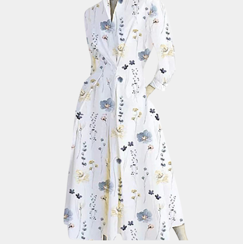 Karina | Collared Shirt Dress with Button-Down Front and Cinched Waist