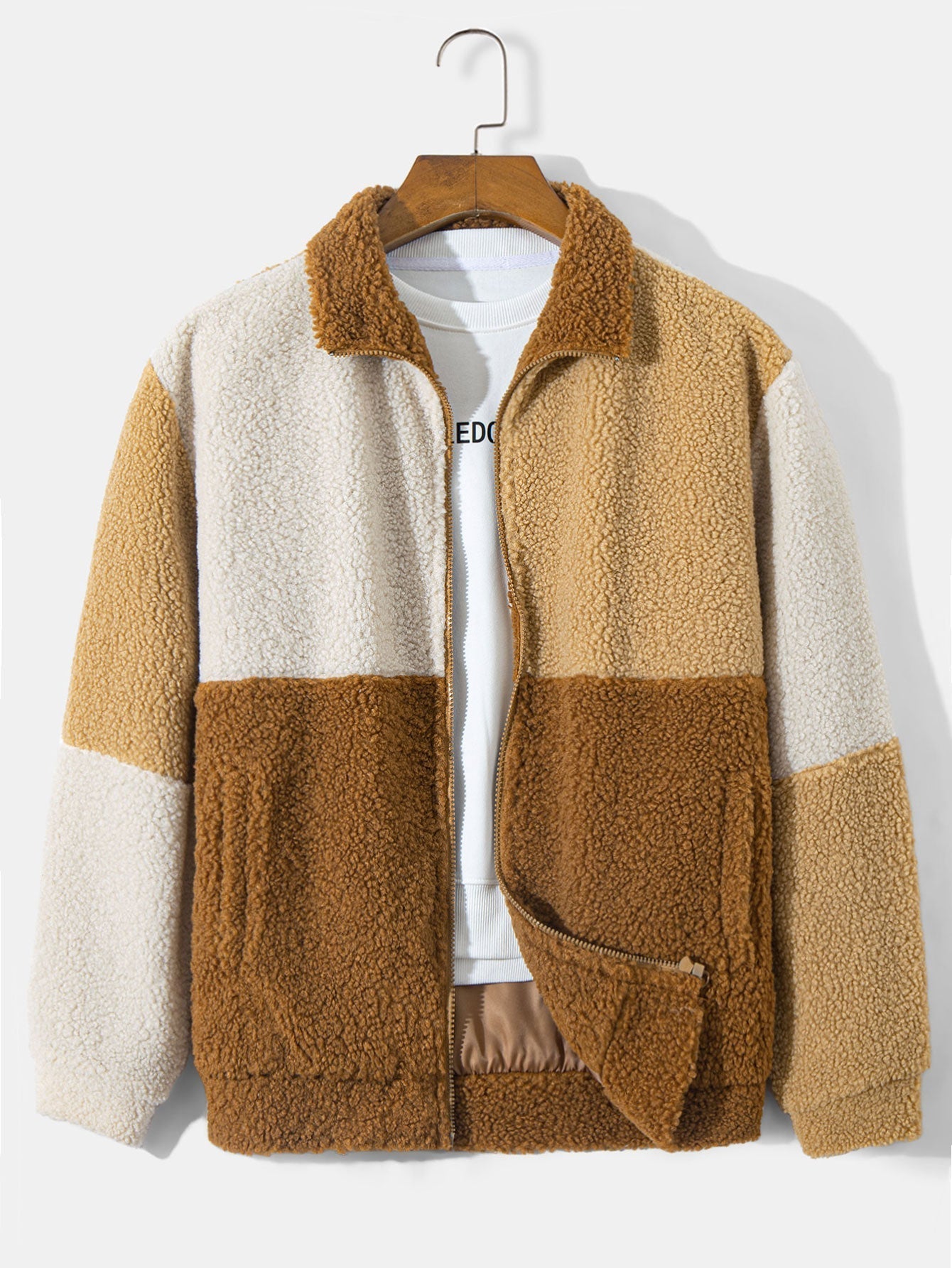 Manteau polaire Teddy à blocs de couleurs