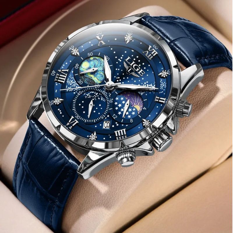Montre Élégante à Phase de Lune
