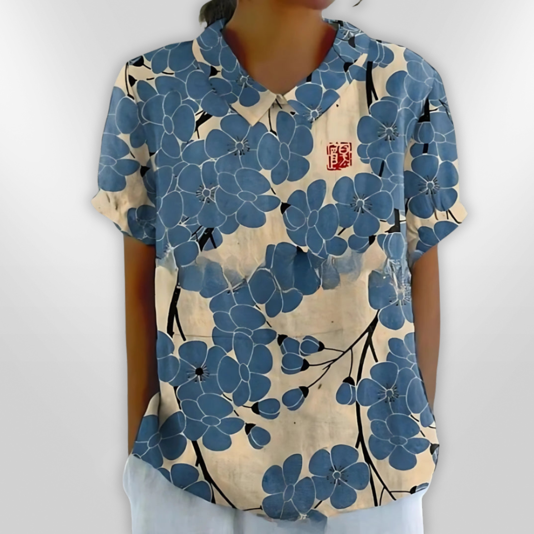LINA | Blouse en lin à fleurs