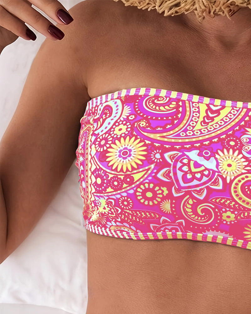 Maillot de Bain Deux Pièces Style Ethnique Imprimé