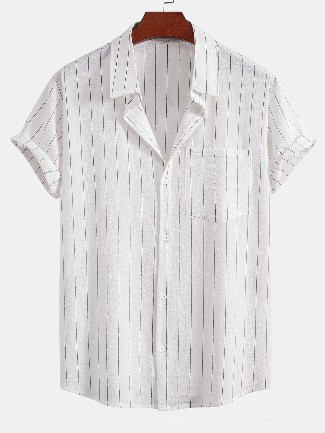 Ensemble Décontracté : Chemise Rayée Style Lin & Short à Cordon