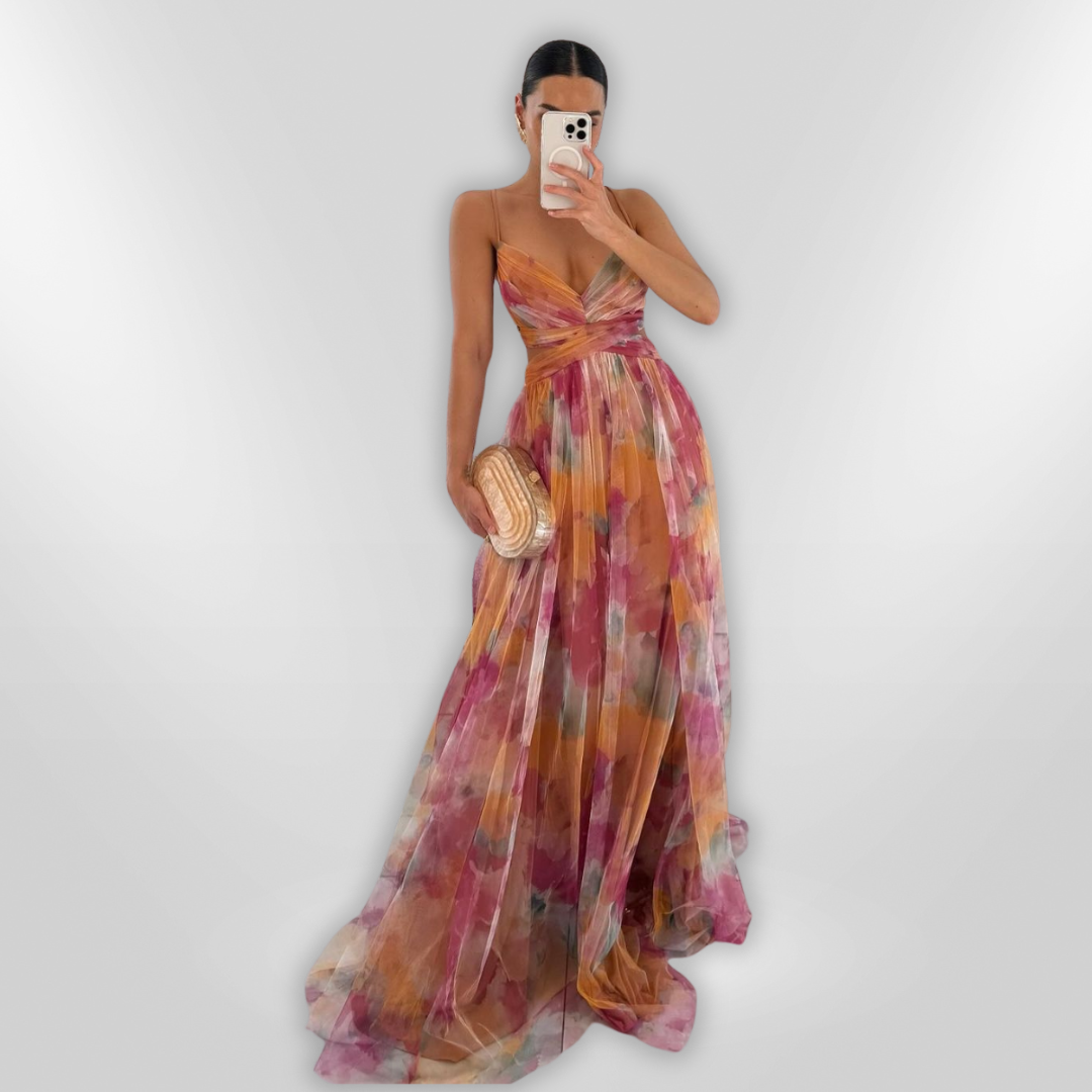 ELÉNA | Robe Longue Élégante à Imprimé Floral