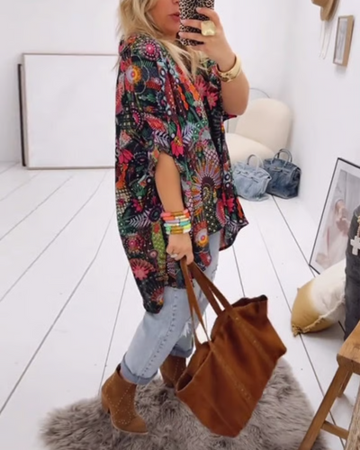 MARLENA - BLOUSE LOOSE À IMPRIMÉ BOHÈME
