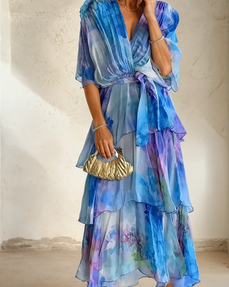 MASARA - ROBE À SUPERPOSITION FLORALE