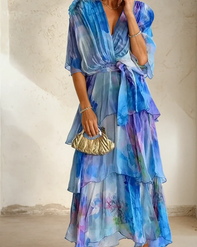 MASARA - ROBE À SUPERPOSITION FLORALE