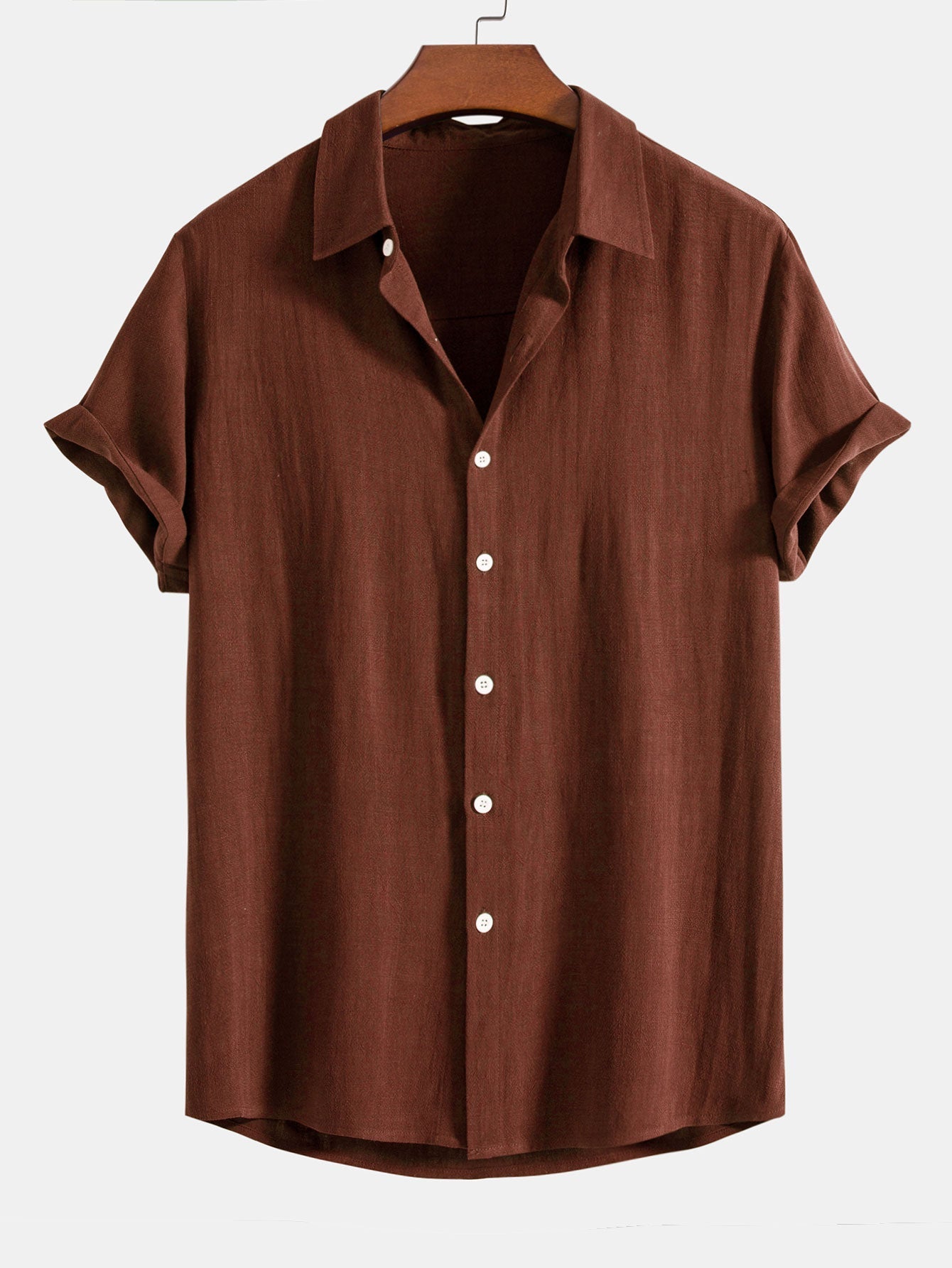 Chemise à Boutons en Lin et Rayonne Mélangés