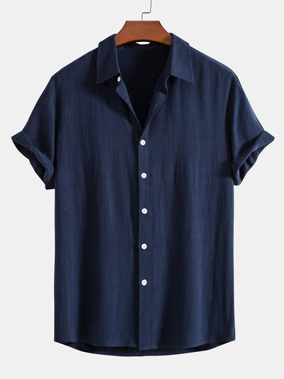 Chemise boutonnée en mélange de lin et rayonne et pantalon droit en lin