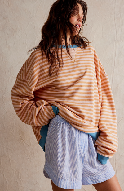 Liliane™ - Pull Oversize Rayé Animé avec Accents