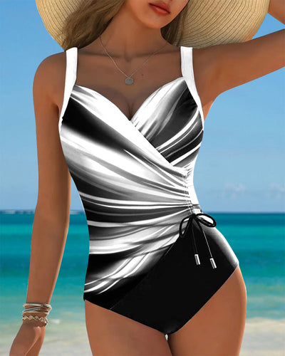 Maillot de bain Une pièce Contrasté avec Lacets