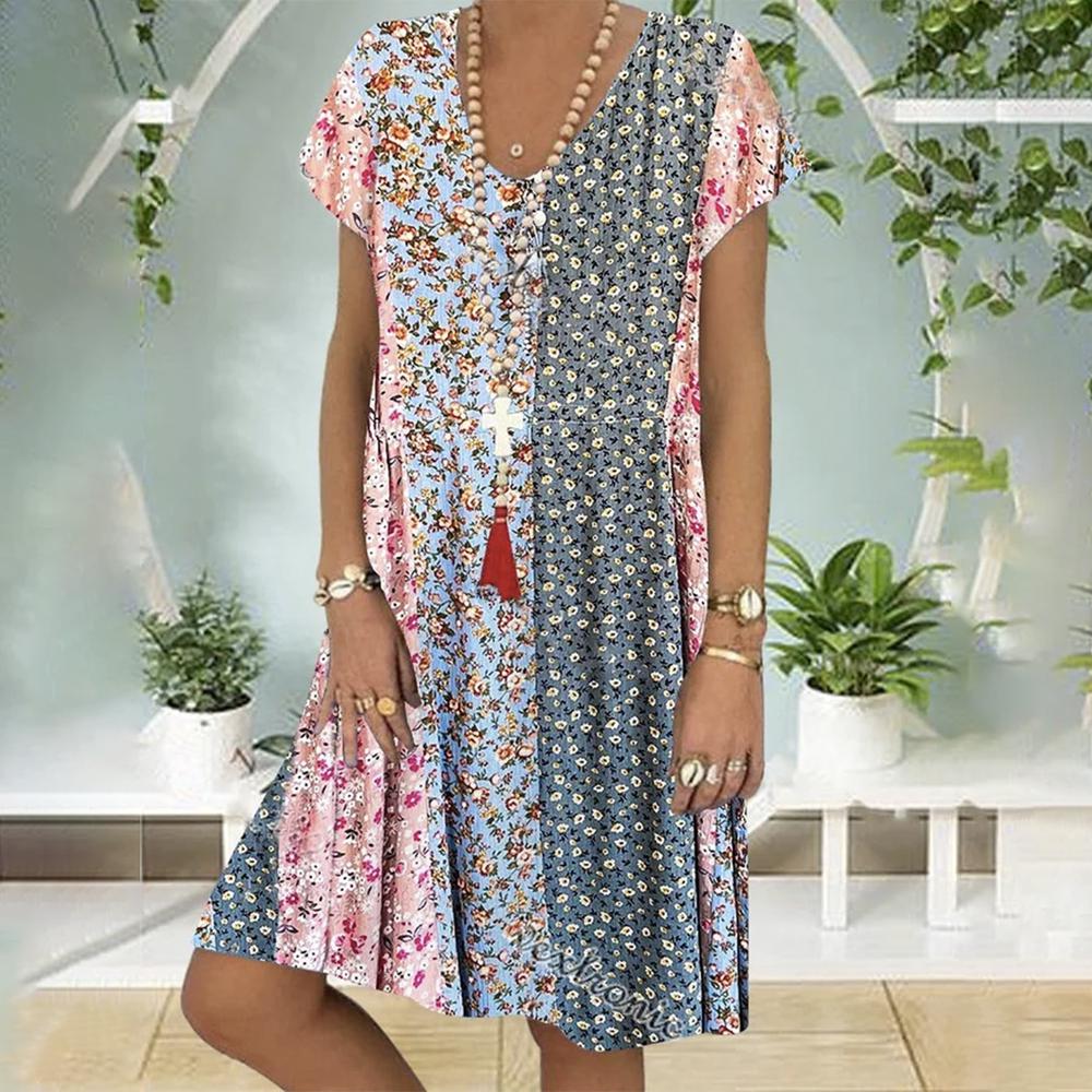 Véronique | Robe d'Été Boho avec Imprimé Floral et Coupe A-Ligne