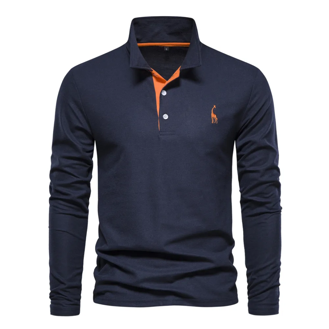 Polo homme – Coupe droite – Manches longues – Tissu respirant – Style décontracté