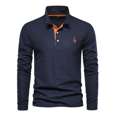 Polo homme – Coupe droite – Manches longues – Tissu respirant – Style décontracté