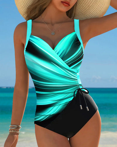 Maillot de bain Une pièce Contrasté avec Lacets