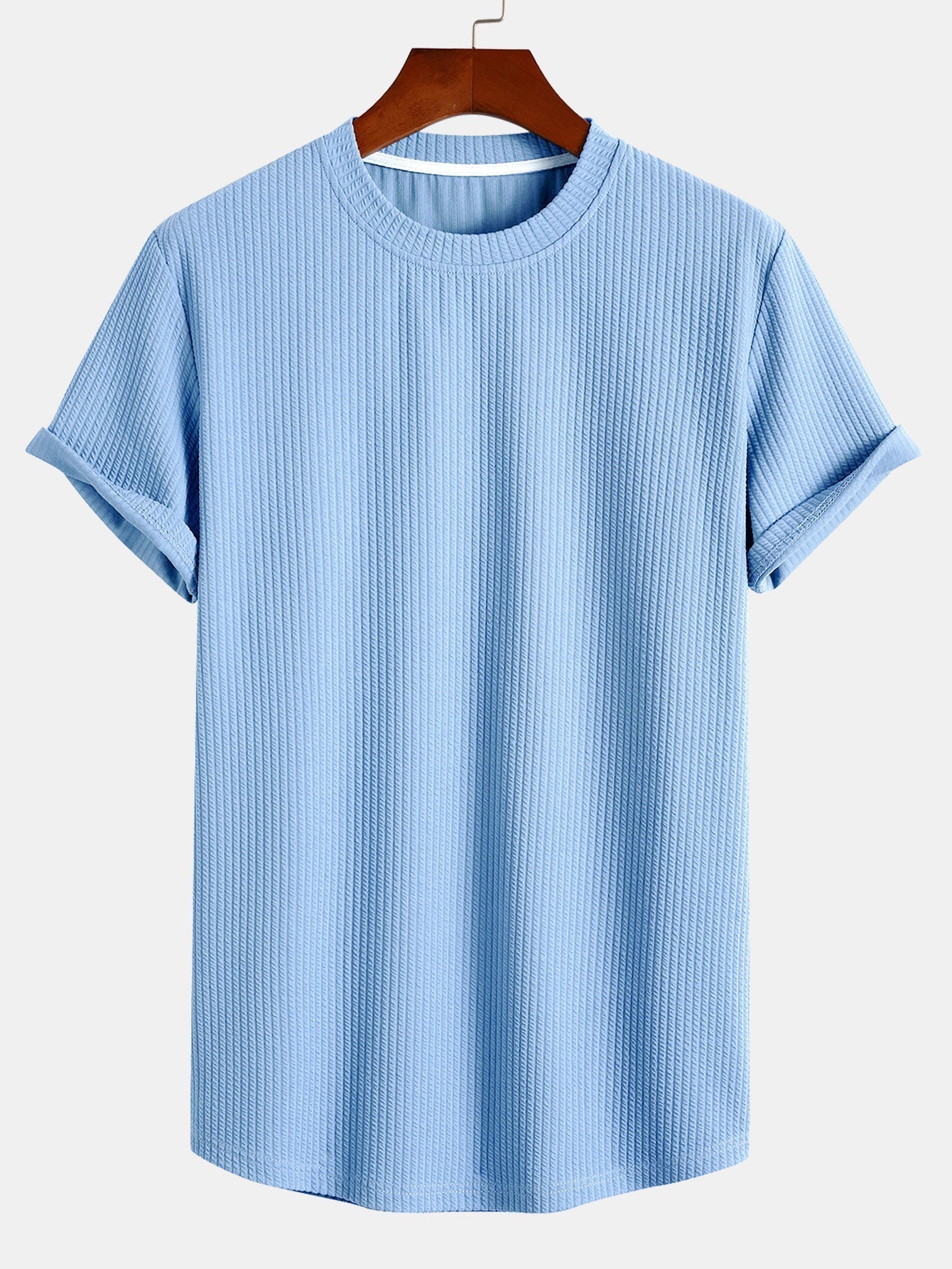 T-shirt côtelé à ourlet arrondi et coupe près du corps