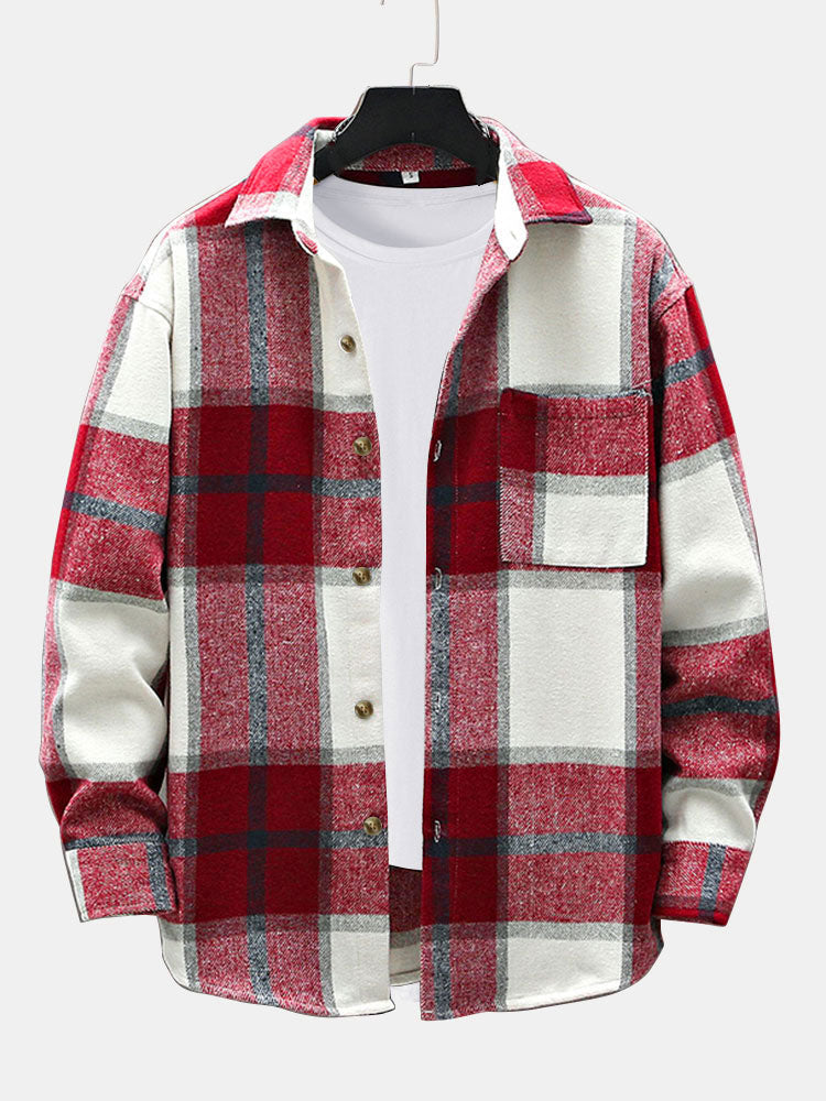 Surchemise à carreaux en flanelle avec poche
