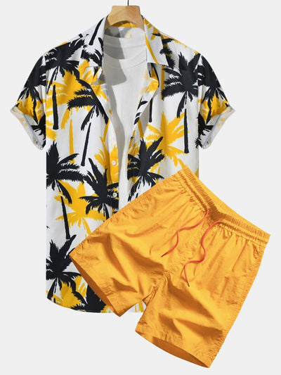 Ensemble Tropical : Chemise à Palmiers & Short de Bain
