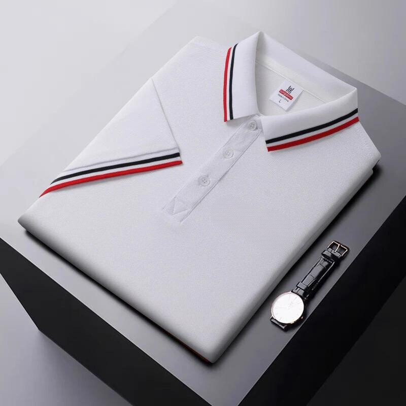Polo homme – Coupe droite – Tissu respirant – Col rayé élégant casual