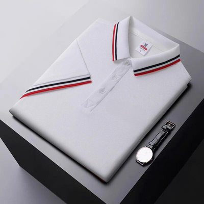 Polo homme – Coupe droite – Tissu respirant – Col rayé élégant casual