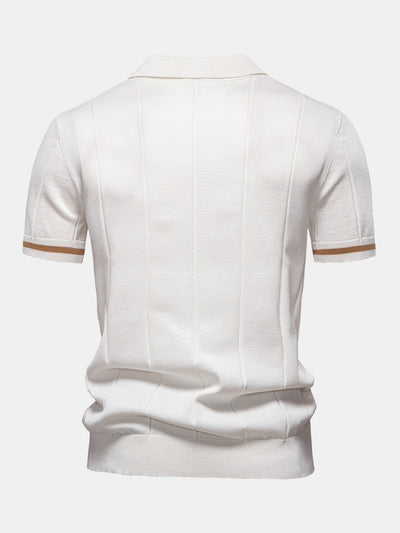 Polo en Maille à Fermeture Éclair avec Liseré Contrastant & Short Chino en Coton