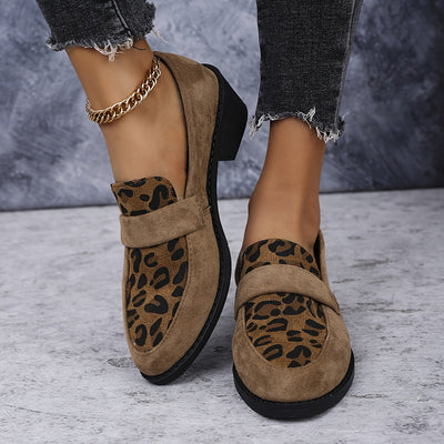 Lina – Mocassins femme à talon imprimé léopard