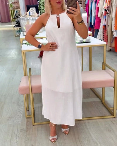 Robe Sans Manches Élégante Couleur Unie