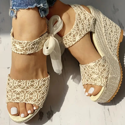 Helena - Sandales élégantes à talon compensé avec nœud stylisé pour femmes