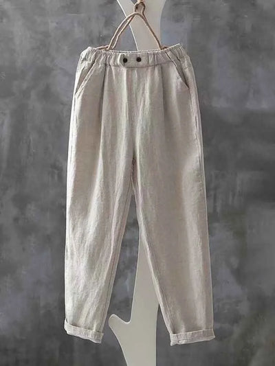 Pantalon femme décontracté – Coupe ample – Taille élastique – Tissu respirant – Longueur cheville