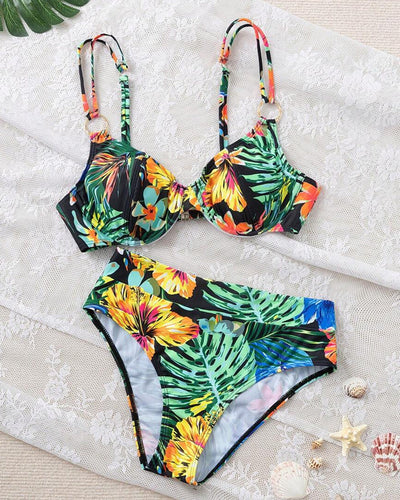 Bikini Sexy Imprimé Soutien-Gorge Push-Up Triangle