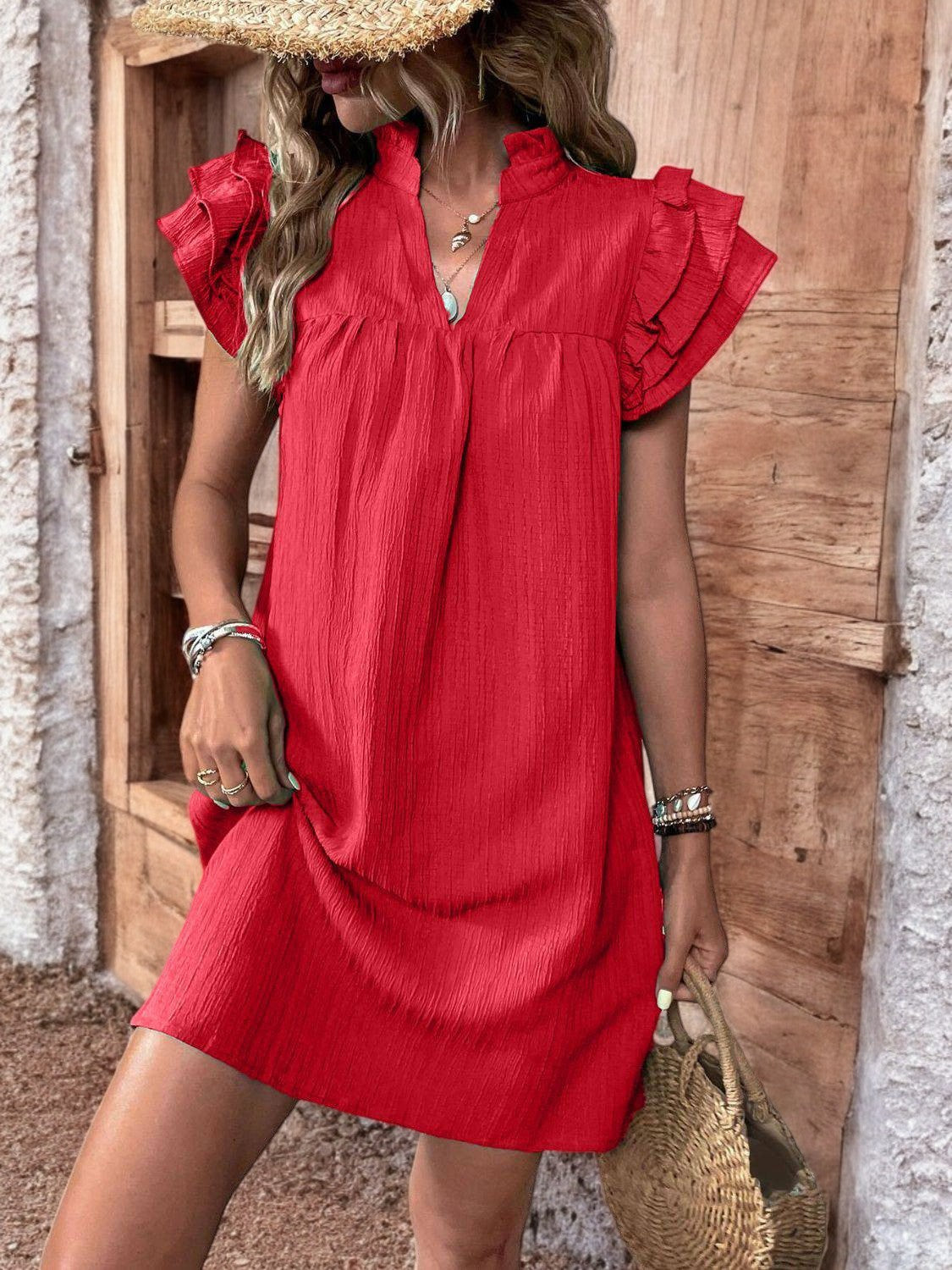 Madeleine - Robe Courte Avec Détails À Volants